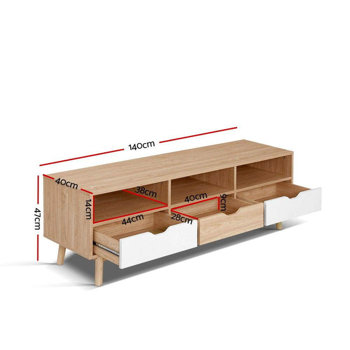 Scandinavian Style TV Entertainment Unit - Oak and White