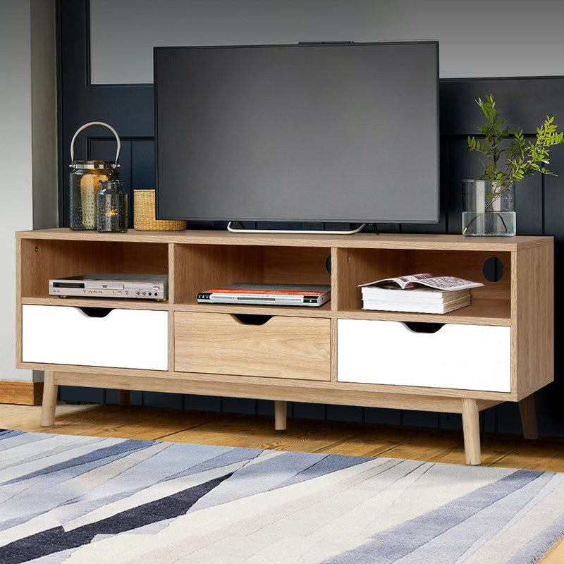 Scandinavian Style TV Entertainment Unit - Oak and White