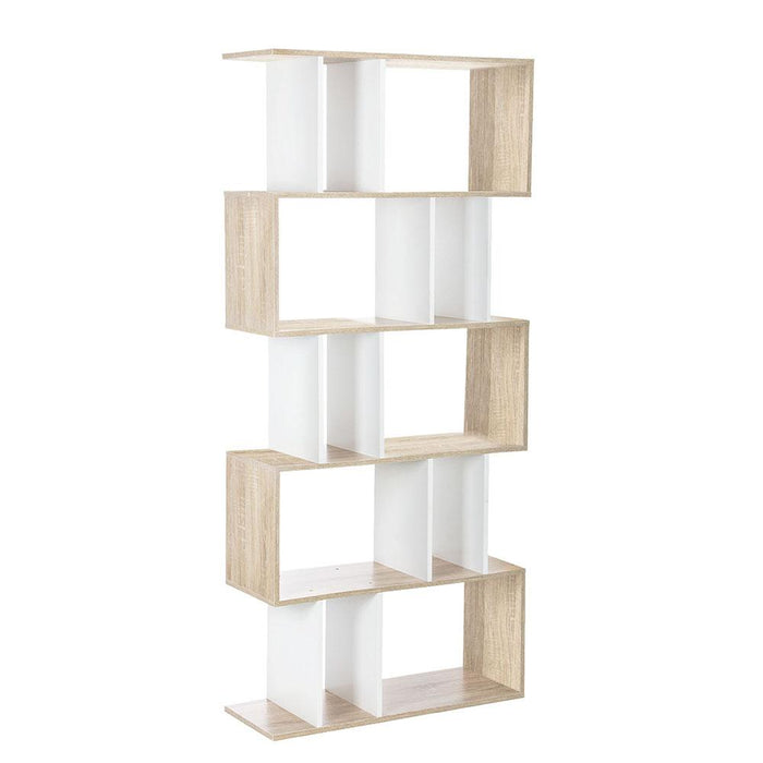 Bosin Life Artiss 5 Tier Display Book Storage Shelf Unit - White Brown Dropshipzone
