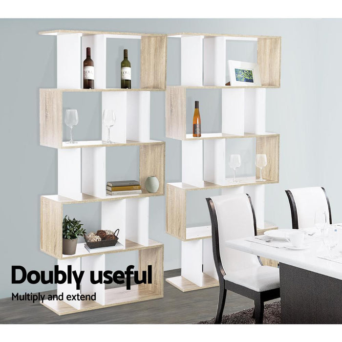 Bosin Life Artiss 5 Tier Display Book Storage Shelf Unit - White Brown Dropshipzone