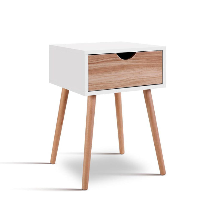Bostin Life Wooden Bedside Table With Drawers - White Furniture > Bedroom