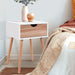 Bostin Life Wooden Bedside Table With Drawers - White Furniture > Bedroom