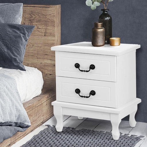 Bostin Life Bedside Table Storage Lamp Side Nightstand Unit Cabinet Bedroom White Dropshipzone