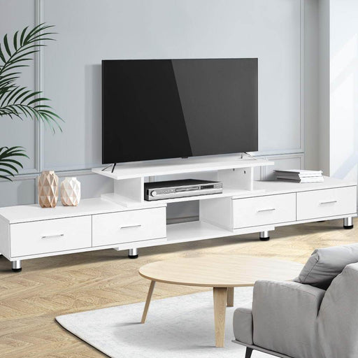 Artiss Tv Cabinet Entertainment Unit Stand Wooden 160Cm To 220Cm Storage White Furniture > Living