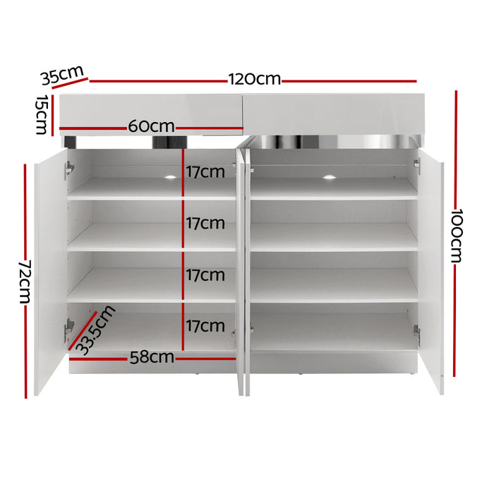 High Gloss and Mirror Edge Shoe Storage Cabinet with Drawers