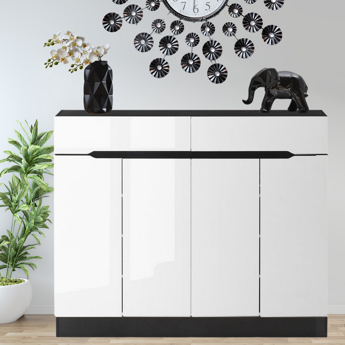 High Gloss Shoe Storage Cabinet with Drawers