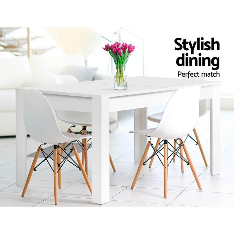 Bostin Life Artiss Dining Table 4 Seater Wooden Kitchen Tables White 120Cm Cafe Restaurant