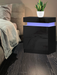 Bostin Life Bedside Tables Side Table Drawers Rgb Led High Gloss Nightstand Black Dropshipzone