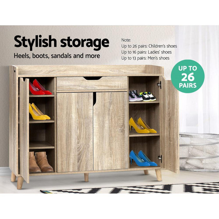 Bostin Life Shoe Cabinet Shoes Storage Rack 120Cm Organiser Drawer Cupboard Wood Dropshipzone