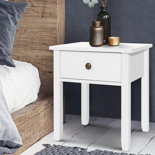 Bostin Life Bedside Nightstand Side Lamp Table With Storage Drawer - White Furniture > Bedroom