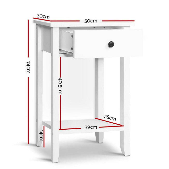 Bostin Life Tall Bedside Nightstand Side Lamp Table With Storage Drawer - White Furniture > Bedroom