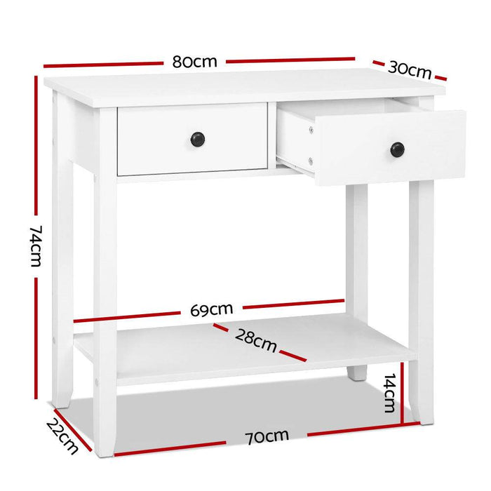 Hallway Console Table Hall Side Entry 2 Drawers Display White Desk Furniture > Living Room