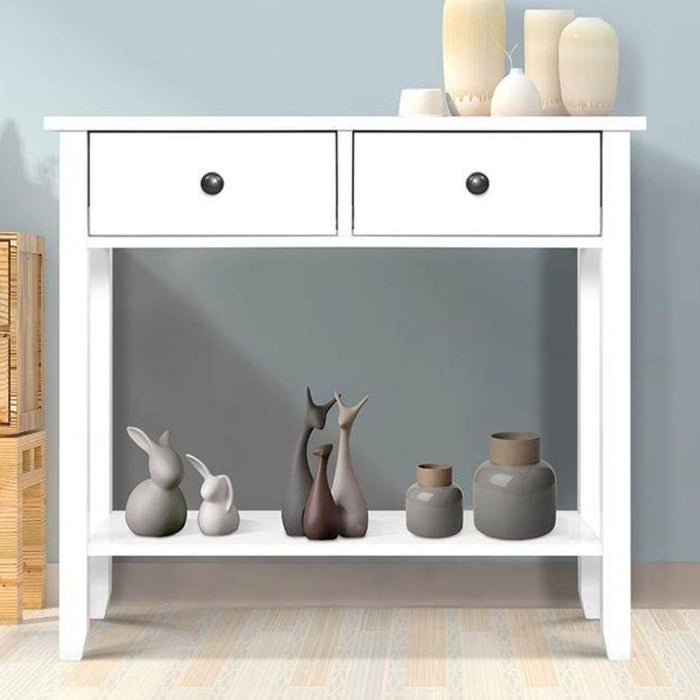 Hallway Console Table Hall with 2 Drawers - White