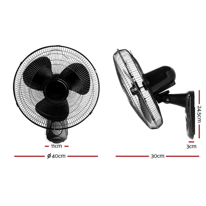 Bostin Life 40Cm Wall Mounted Fan With Remote Control - Black Appliances > Fans
