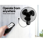 Bostin Life 40Cm Wall Mounted Fan With Remote Control - Black Appliances > Fans