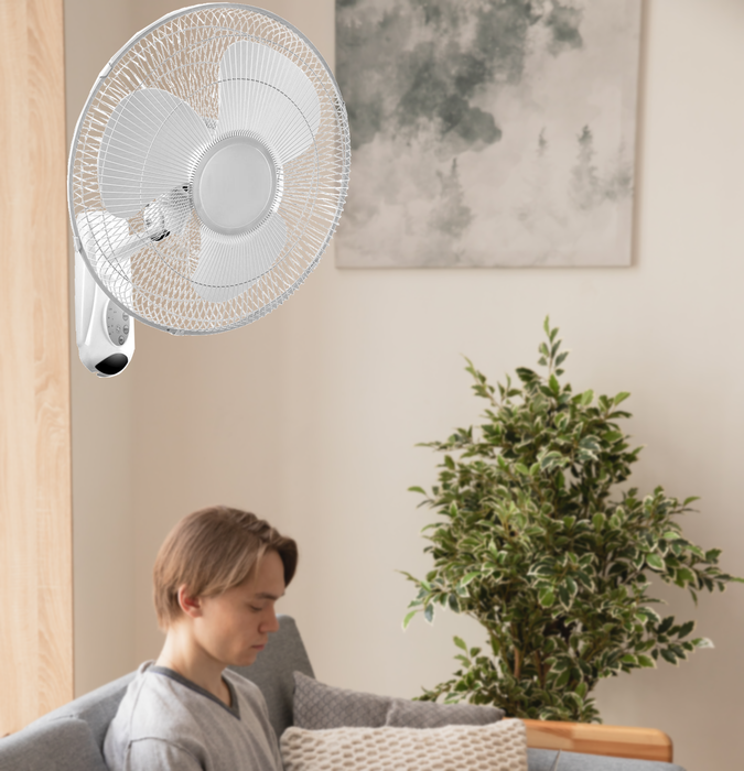Bostin Life 40Cm Wall Mounted Fan With Remote Control - White Dropshipzone