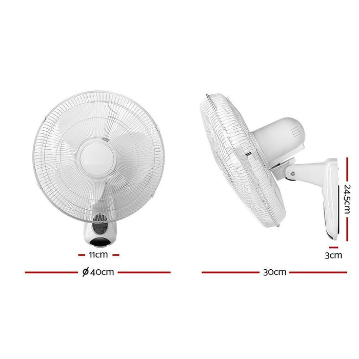 Bostin Life 40Cm Wall Mounted Fan With Remote Control - White Dropshipzone