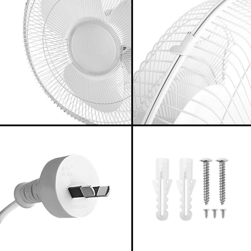 Bostin Life 40Cm Wall Mounted Fan With Remote Control - White Dropshipzone