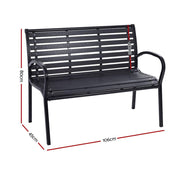Bostin Life Gardeon Garden Bench Outdoor Furniture Chair Steel Lounge Backyard Patio Park Black