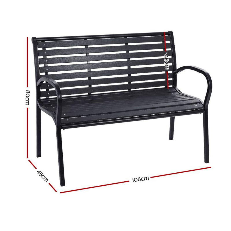 Bostin Life Gardeon Garden Bench Outdoor Furniture Chair Steel Lounge Backyard Patio Park Black