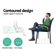 Bostin Life Gardeon Garden Bench Outdoor Furniture Chair Steel Lounge Backyard Patio Park Black