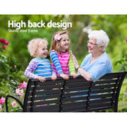 Bostin Life Gardeon Garden Bench Outdoor Furniture Chair Steel Lounge Backyard Patio Park Black