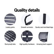 Bostin Life Gardeon Garden Bench Outdoor Furniture Chair Steel Lounge Backyard Patio Park Black