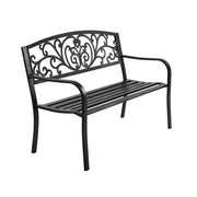 Bostin Life Garden Bench Seat Outdoor Chair Steel Iron Patio Furniture Lounge Porch Lounger Vintage