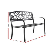 Bostin Life Garden Bench Seat Outdoor Chair Steel Iron Patio Furniture Lounge Porch Lounger Vintage