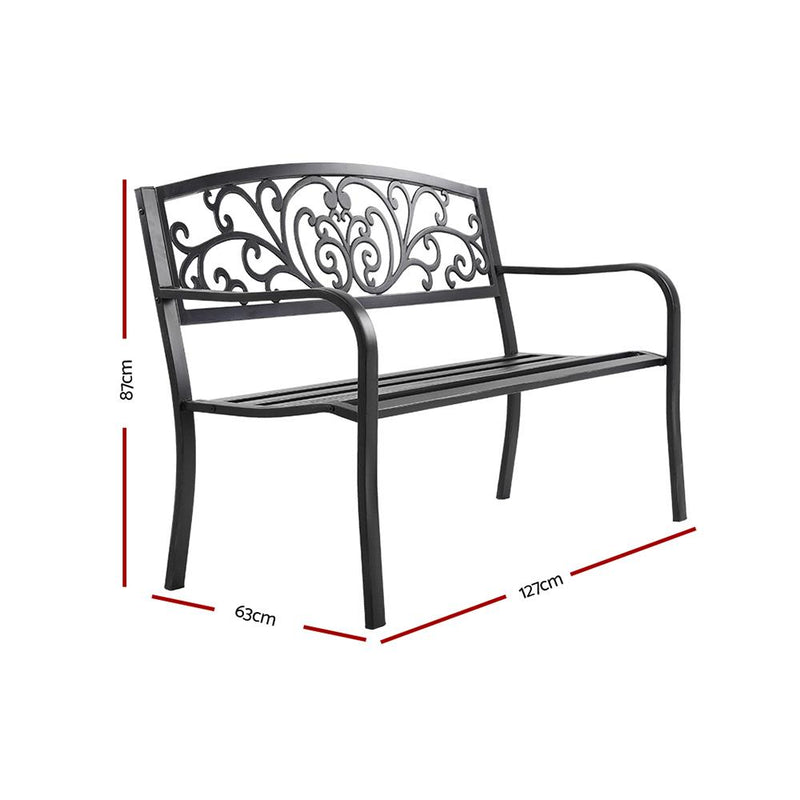 Bostin Life Garden Bench Seat Outdoor Chair Steel Iron Patio Furniture Lounge Porch Lounger Vintage