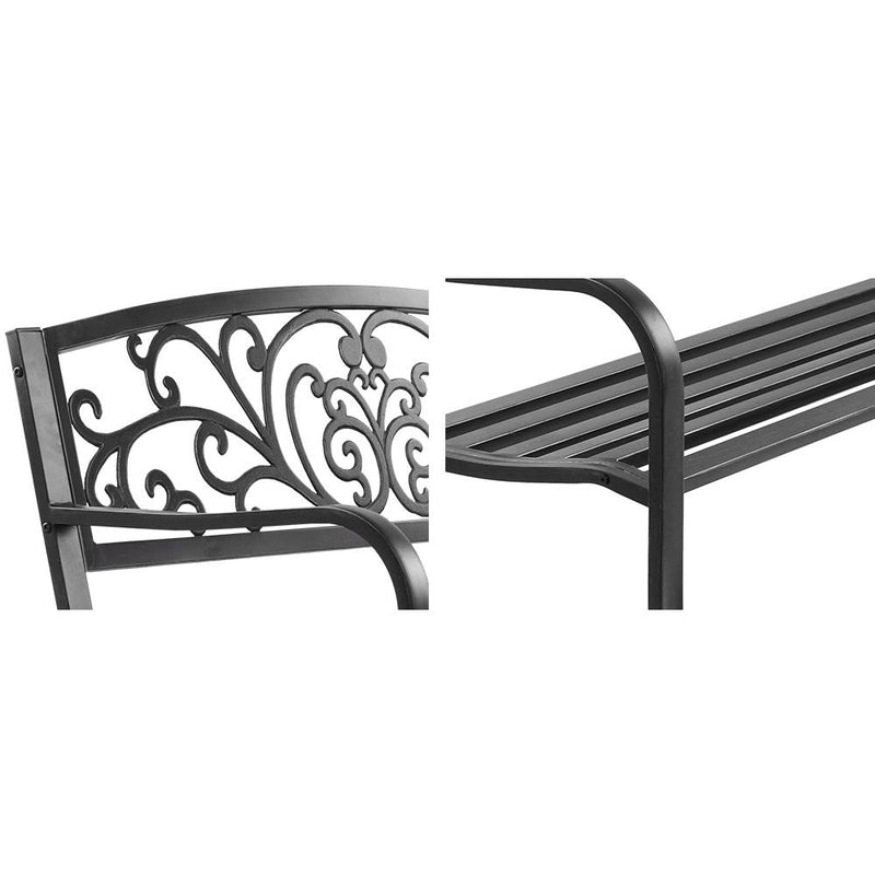 Bostin Life Garden Bench Seat Outdoor Chair Steel Iron Patio Furniture Lounge Porch Lounger Vintage