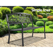 Bostin Life Garden Bench Seat Outdoor Chair Steel Iron Patio Furniture Lounge Porch Lounger Vintage