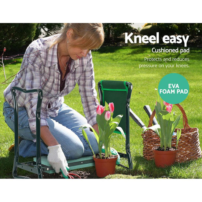 Bostin Life Garden Kneeler Stool Seat Outdoor Bench Knee Foam Pad Foldable Protector With Handles