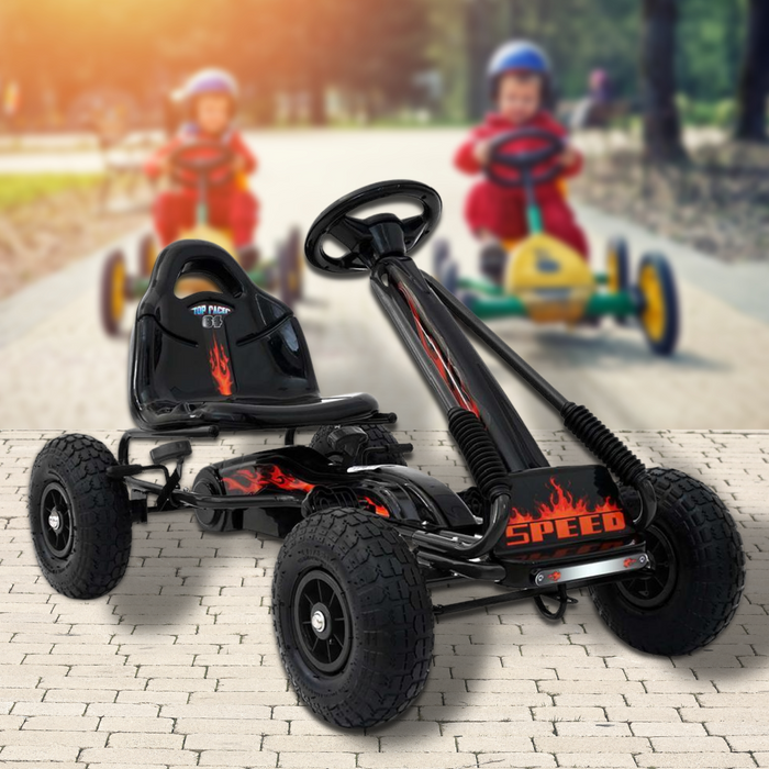 Kids Pedal Power Go Kart Ride On Racing Car Black and Orange