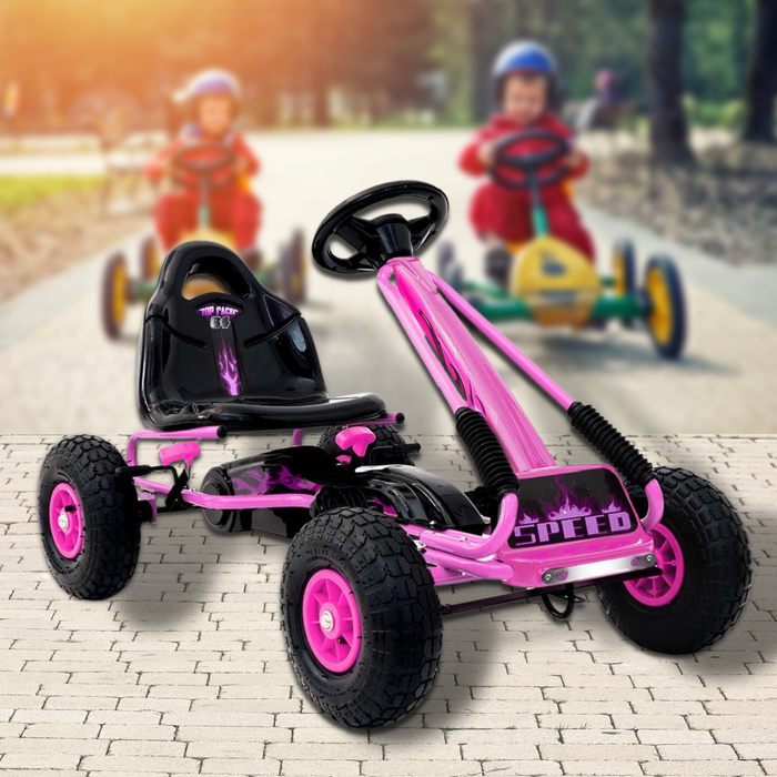 Kids Pedal Power Go Kart Ride On Racing Car Pink and Black