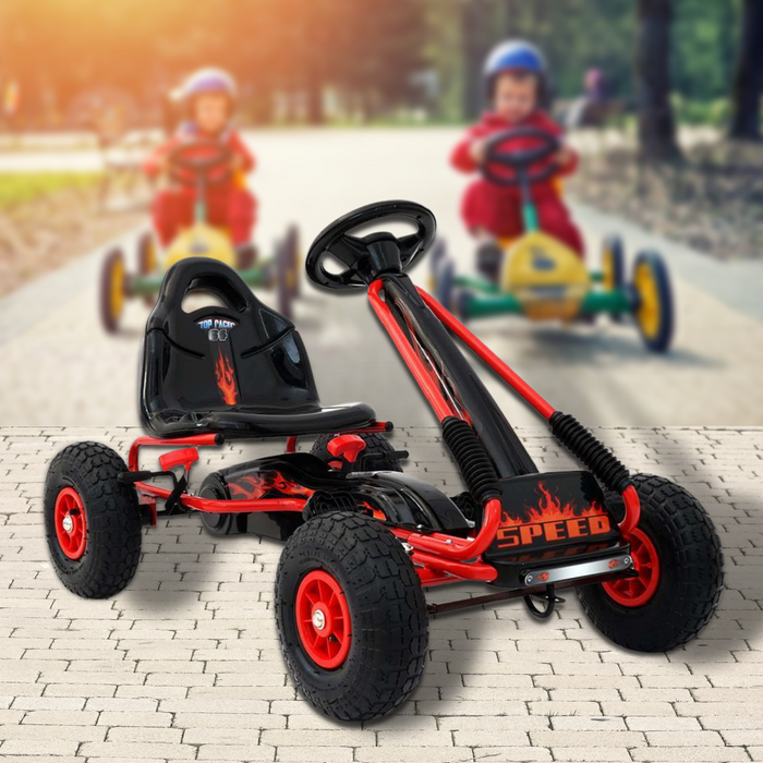 Kids Pedal Power Go Kart Ride On Racing Car Red and Black