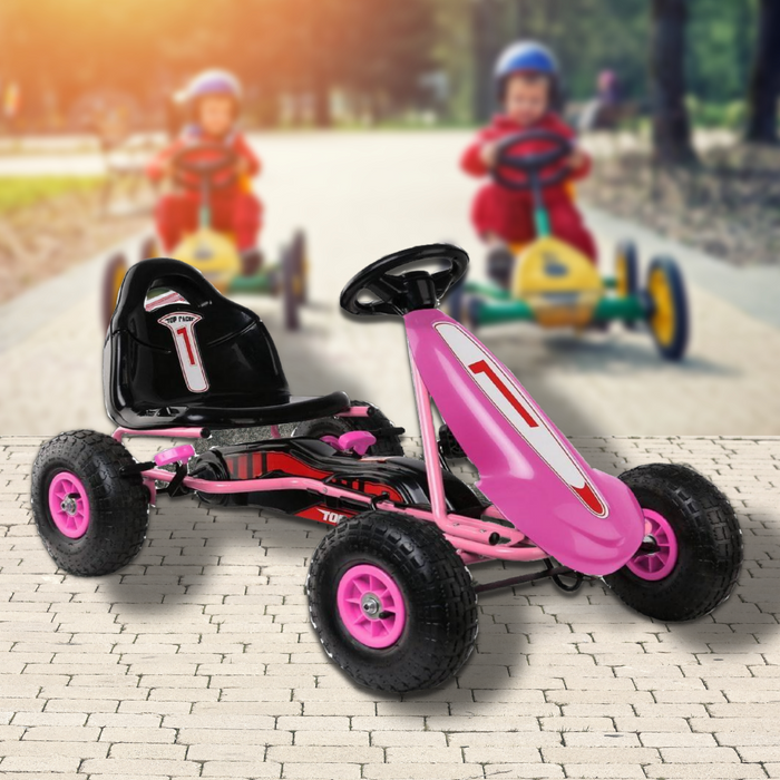 Kids Pedal Power Go Kart Ride On Racing Car Pink