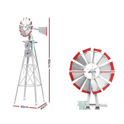 Garden Windmill 6Ft 186Cm Metal Ornaments Outdoor Decor Ornamental Wind Will Home & >