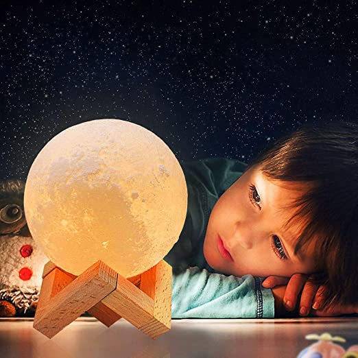 Bostin Life 15Cm Touch Control 3D Print Moon Lamp Usb Charging 16-Color Changing Led Energy-Saving