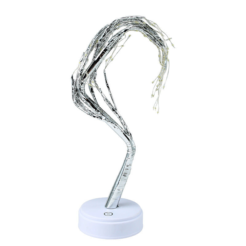 Creative 108 LED Copper Wire Tree Table Night Light Lamp - Pink Light