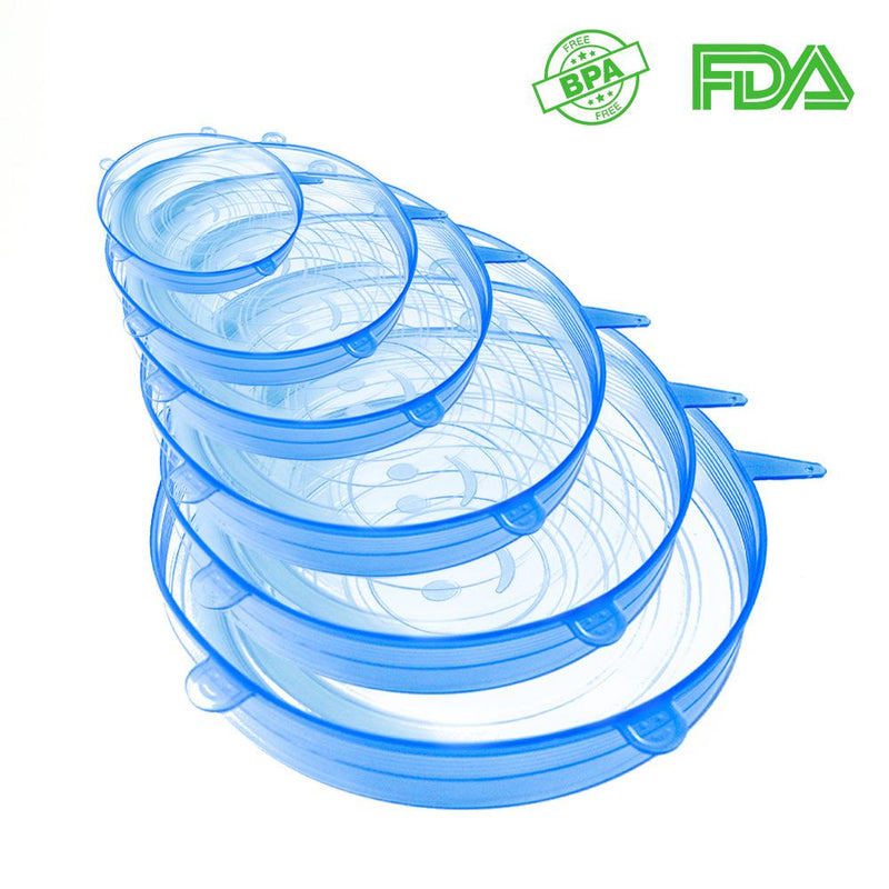 Bostin Life 6 Pcs Reusable Universal Silicon Stretch Bowl Lids Kitchen Wrap Silicone Food Lid Tools