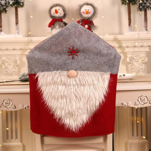 Bostin Life Felt Fabric Christmas Chair Cover Long-Haired Santa Claus Beard Seat Back (Grey)