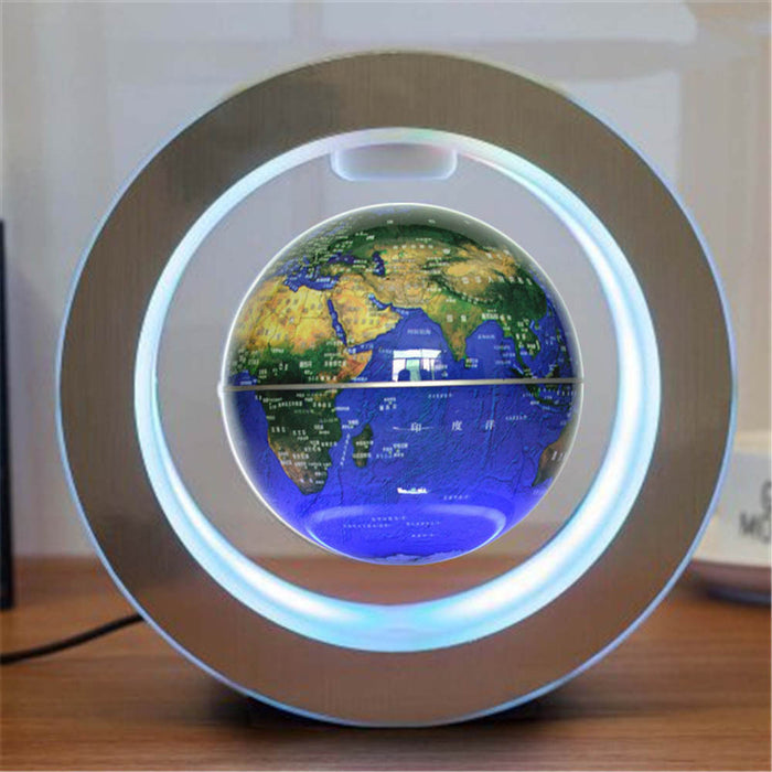 Circular Magnetic Levitation Globe LED Light Lamp for Desk Table and Home Decoration - Dark Blue