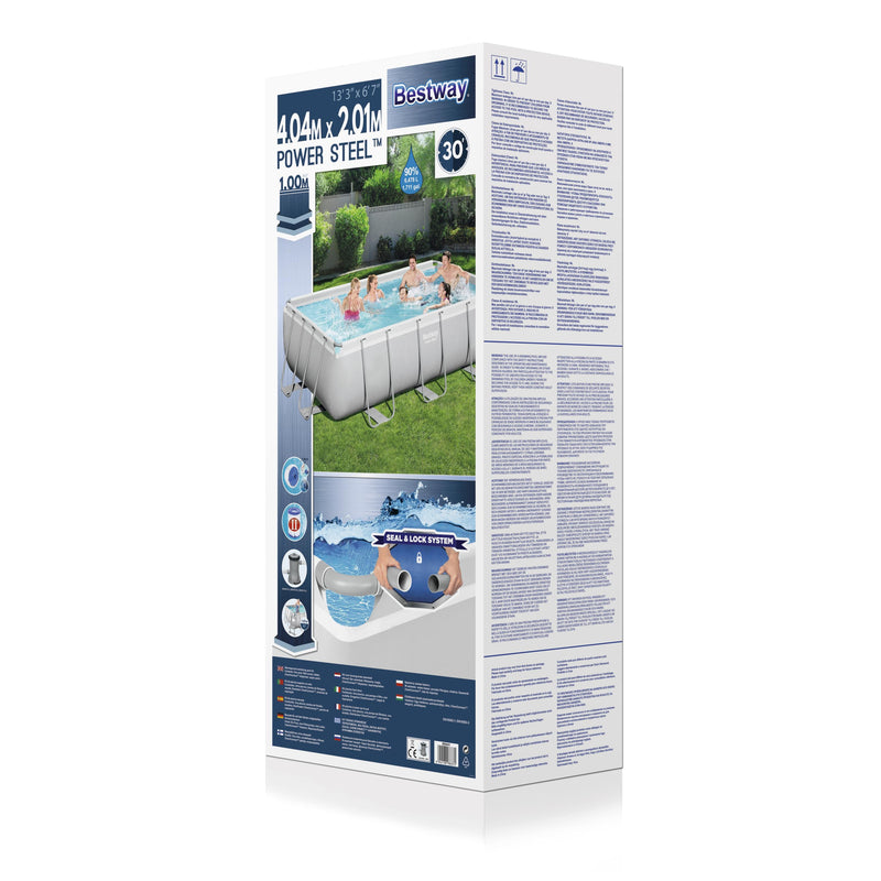 Bestway Power Steel Rectangular Frame Above Ground Swimming Pool with Pool Filter - 4M