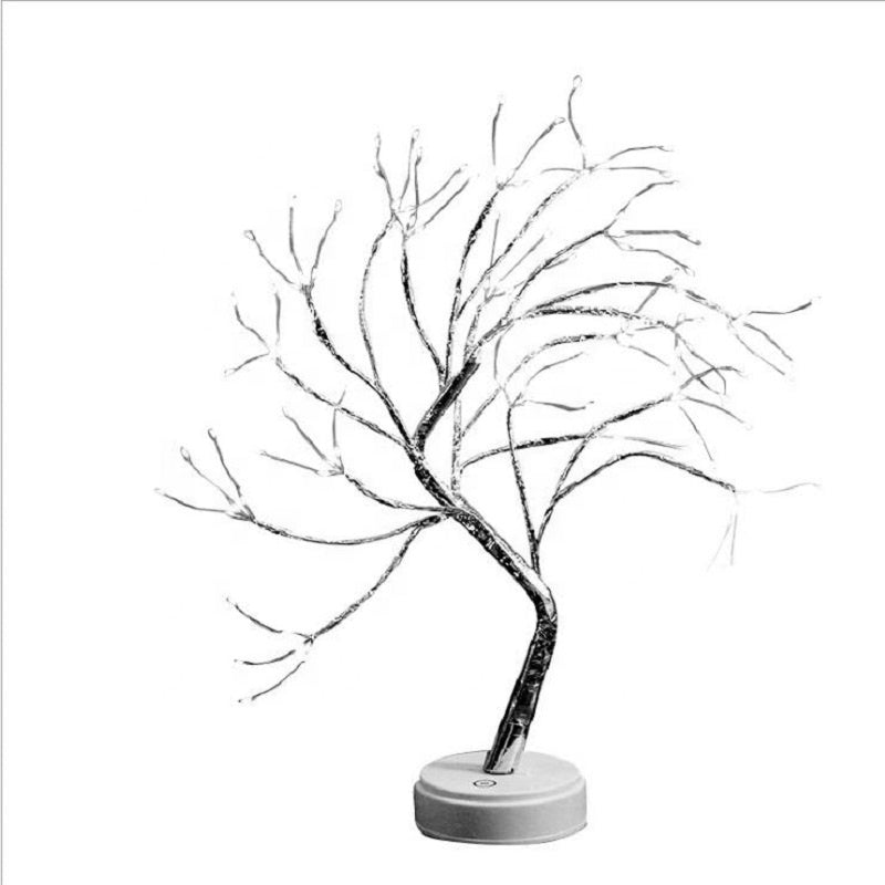 Creative 108 LED Copper Wire Tree Table Night Light Lamp - Pink Light