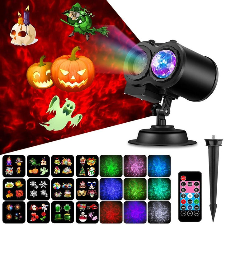 16 Patterns 12W Rgbw Led Double Tube Water Waves Lamp Christmas Projection Light(Au Plug) Sunsky