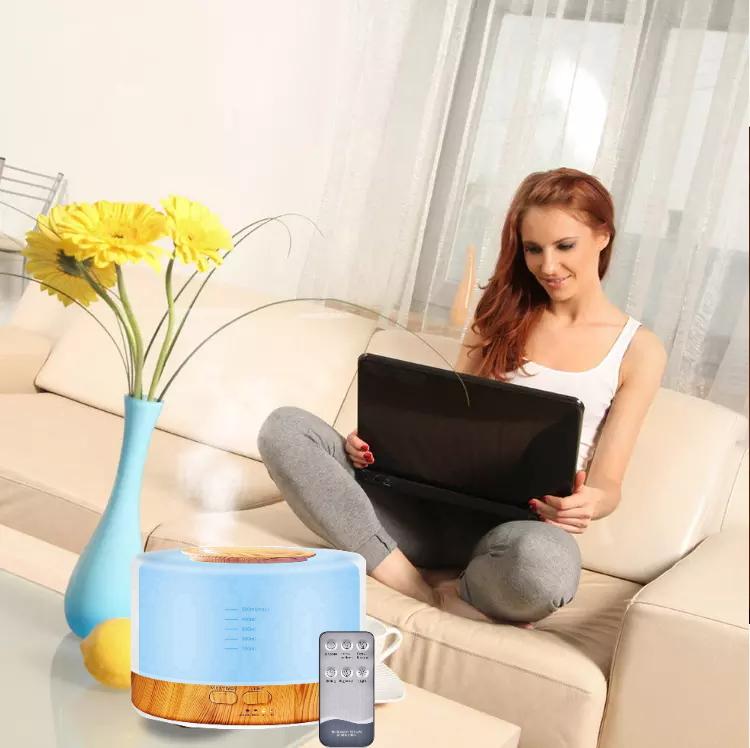 Bostin Life Devanti Aroma Diffuser Aromatherapy Led Night Light Air Humidifier Purifier Round Wood