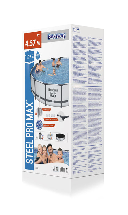 Steel Pro Max Circular Above Ground Swimming Pool with Pool Filter - 4.57M