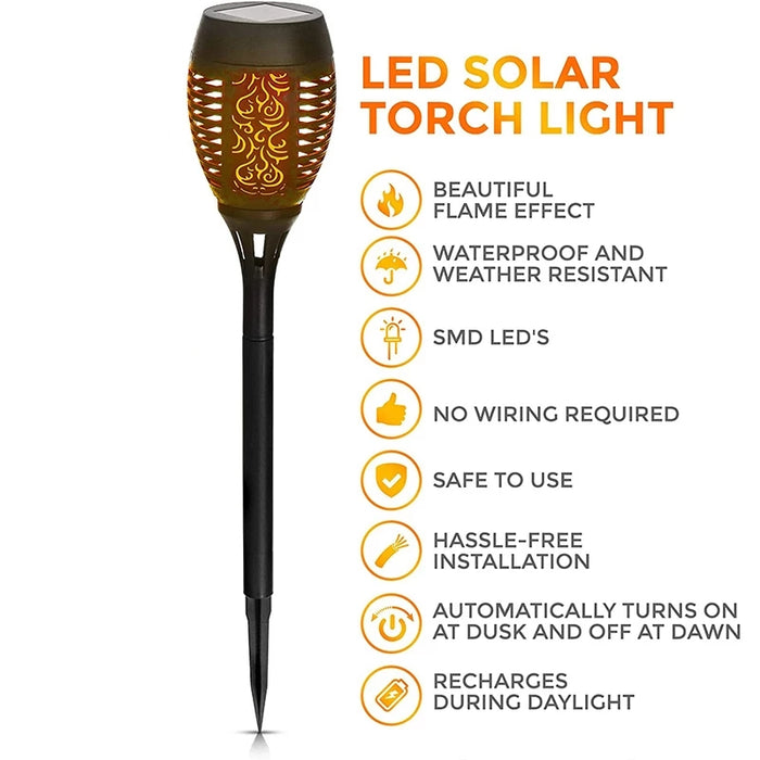 Solar Powered Flame Torch Decorative Light with 12 LEDs