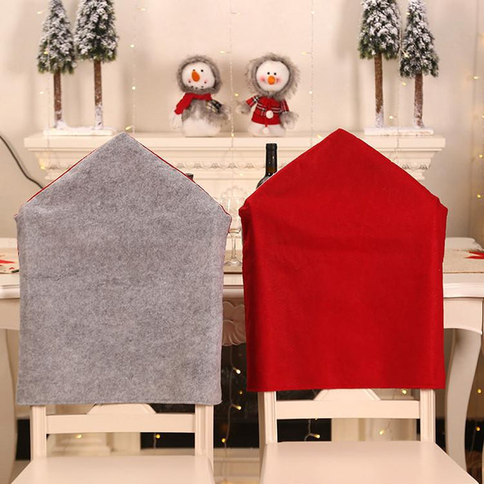 Bostin Life Felt Fabric Christmas Chair Cover Long-Haired Santa Claus Seat Back (Red)